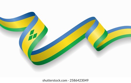 Saint Vincent and the Grenadines flag wavy abstract background. Vector illustration.