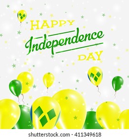 Saint Vincent And The Grenadines Independence Day Patriotic Design. Balloons in Saint Vincentian National Colors. Happy Independence Day Saint Vincent And The Grenadines Vector Greeting Card.