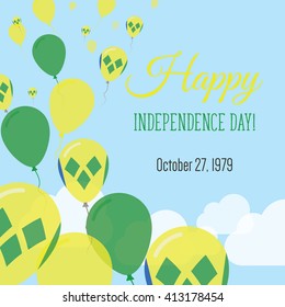 Saint Vincent And The Grenadines Independence Day Greeting Card. Flying Flat Balloons In National Colors of Saint Vincent And The Grenadines. Happy Independence Day Vector Illustration.