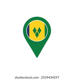 Saint Vincent and the Grenadines location pin with national flag