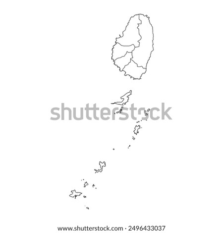 Saint Vincent and the Grenadines map with administrative divisions. Vector illustration.
