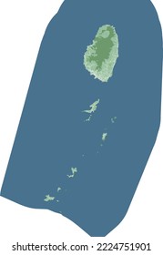 Saint Vincent and the Grenadines map, Caribbean island country. Detailed map with administrative border, buildings, sea and forests, cities and roads.