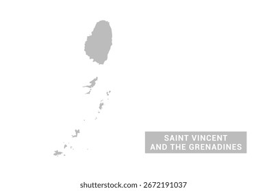 Saint Vincent and the Grenadines map - Minimal Flat Vector Illustration in Black and Gray, Isolated on White Background, Ideal for Infographics, Educational Use, Reports, and Presentations.