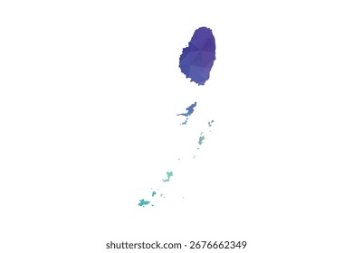 Mapa de São Vicente e Granadinas - Ilustração de vetor estilo polígono em gradiente de arco-íris, baixo projeto geométrico multicolorido polido, isolado no fundo branco, adequado para relatórios e criativo.