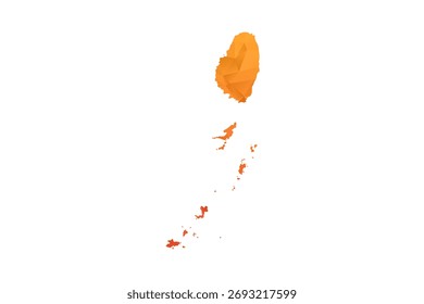 Mapa de São Vicente e Granadinas - Ilustração de vetor estilo polígono em gradiente laranja, baixo projeto geométrico poly, isolado no fundo branco para infográficos e educação.