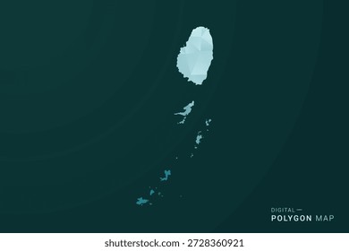 Mapa de San Vicente y las Granadinas - Ilustración vectorial de estilo polígono en diseño geométrico de bajo poli verde y azul, silueta mínima limpia para infografía.