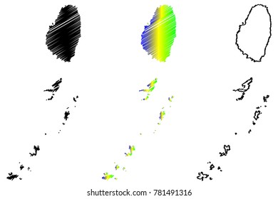 Saint Vincent and the Grenadines map vector illustration, scribble sketch Saint Vincent and the Grenadines Islands