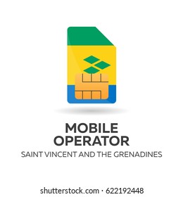 Saint Vincent and the Grenadines mobile operator. SIM card with flag. Vector illustration