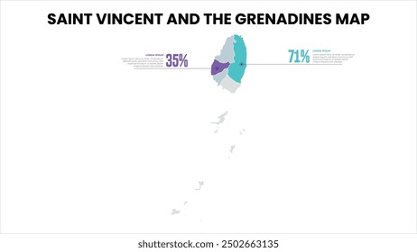 Saint Vincent and the Grenadines Modern Map Percentage Infographic Template, Detailed infographic map of Saint Vincent and the Grenadines