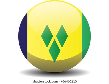 Saint Vincent and the Grenadines national circle button flag background texture. Vector illustration.