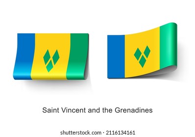 Saint Vincent and the Grenadines National Flag Clothing Label Tag. Illustration Flag of Saint Vincent and the Grenadines, Country in Latin America. Fabric Label Tag Concept Vector.