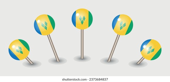 Saint Vincent and the Grenadines national flag map marker pin icon illustration