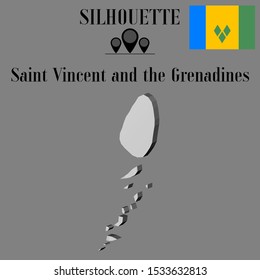 Saint Vincent and the Grenadines outline world map silhouette vector illustration, creative design background, national country flag, objects, element, symbols from countries all continents set.