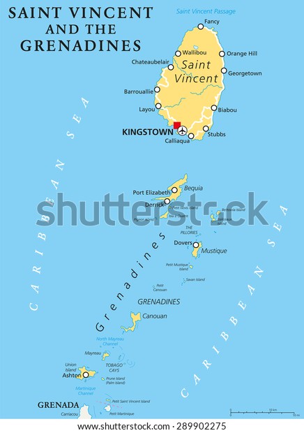 Saint Vincent Grenadines Political Map Capital Stock Vector (Royalty ...