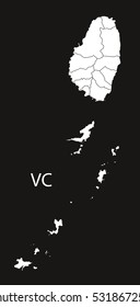 Saint Vincent and the Grenadines regions Map black illustration