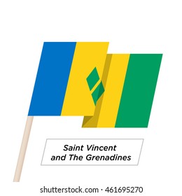 Saint Vincent and the Grenadines Ribbon Waving Flag Isolated on White. Vector Illustration. Saint Vincent and the Grenadines Flag with Sharp Corners