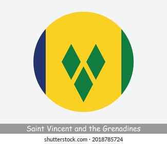 Saint Vincent and the Grenadines Round Circle Flag. Saint Vincentian Circular Button Banner Icon. St. Vincent and the Grenadines Flag EPS Vector