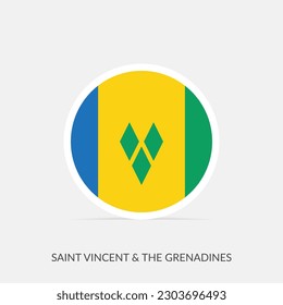 Icono de bandera redonda de San Vicente y las Granadinas con sombra.