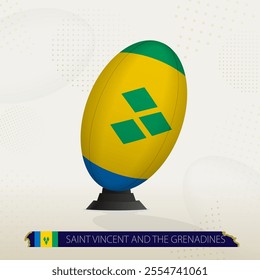 Saint Vincent and the Grenadines Rugby Ball on Rugby Kicking Tees with Modern Design. Illustration perfect for sports, national pride, and rugby-related projects.