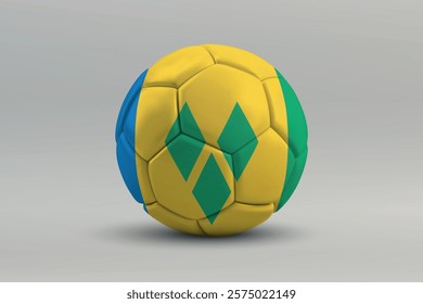 Saint Vincent and the Grenadines soccer ball featuring the national flag design on a gray background