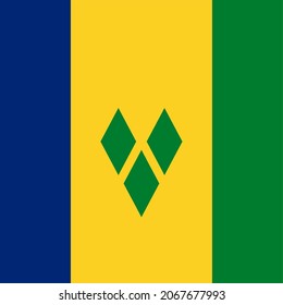Saint Vincent and The Grenadines Square Country Flag Icon