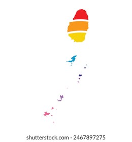 Saint Vincent and the Grenadines swoosh silhouette rainbow map