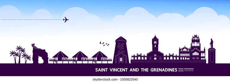 Saint Vincent and the Grenadines travel destination grand vector illustration.