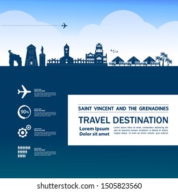 Saint Vincent and the Grenadines travel destination grand vector illustration.