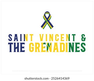 Tipografía de San Vicente y las Granadinas con la bandera de la cinta en un fondo blanco, Día Nacional, Tipografía de la Ilustración vectorial de San Vicente y las Granadinas, San Vicente y las Granadinas