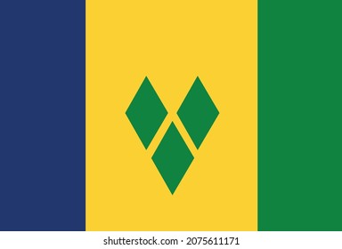 Bandera vectorial de San Vicente y las Granadinas. Ilustración vectorial plana
