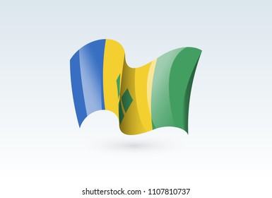 Saint Vincent and the Grenadines waving flag vector icon, national symbol. Flag of Saint Vincent and the Grenadines, fluttered in the wind - vector illustration isolated on white background.