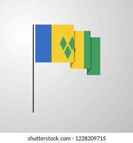 Saint Vincent and Grenadines waving Flag creative background
