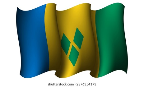 saint vincent and the grenadines waving flag design vector illustration suitable for feast day moment or event poster design on saint vincent and the grenadines