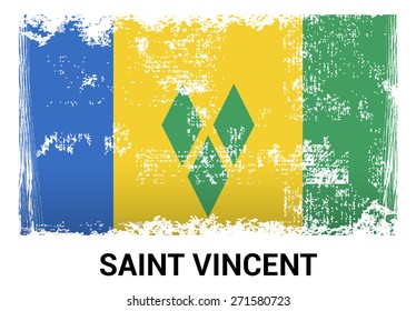 Saint Vincent grunge flag isolated vector in official colors and Proportion Correctly. country's name label in bottom