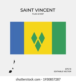 Saint Vincent national map and flag