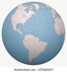 Saint Vincent on the globe. Earth hemisphere centered at the location of Saint Vincent and the Grenadines. Saint Vincent map.