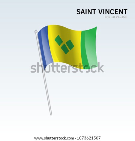 Saint Vincent waving flag isolated on gray background