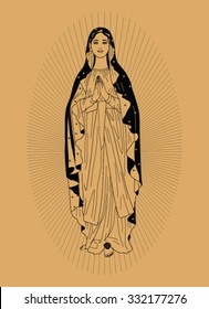 Saint Virgin Mary on beige background