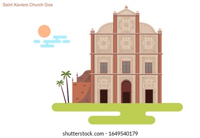 Saint Xaviers church in goa vector illustration