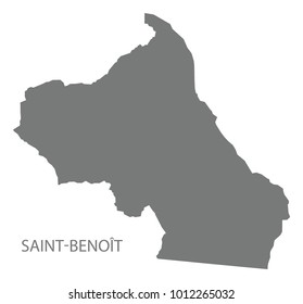 Saint-Benoit map of Reunion grey illustration silhouette shape