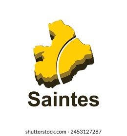 Saintes City of France map vector illustration, vector template with outline graphic sketch design