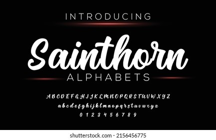 Sainthorn Handdrawn calligraphic vector font. Modern gentle calligraphy.