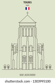 Saint-Julien in Tours, France. Landmark icon in linear style