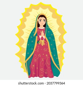 Saintly Virgin Maria of Guadalupe. Illustration vectorial. The character of our Lady of Guadalupe on Mexico