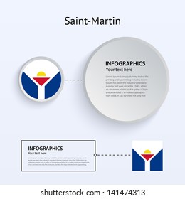 Saint-Martin Country Set of Banners on gray background for Infographic and Presentation. Vector illustration.