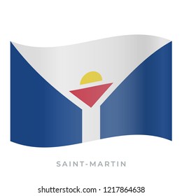 Saint-Martin waving flag vector icon. National symbol of Saint-Martin. Vector illustration isolated on white.