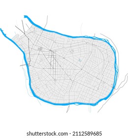 Saint-Maur-des-Fosses, Val-de-Marne, France high resolution vector map with city boundaries and editable paths. White outlines for main roads. Many detailed paths. Blue shapes and lines for water.