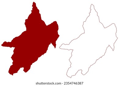 Saint-Maurice District (Switzerland, Swiss Confederation, Canton of Valais or Wallis) map vector illustration, scribble sketch Bezirk Saint Maurice map