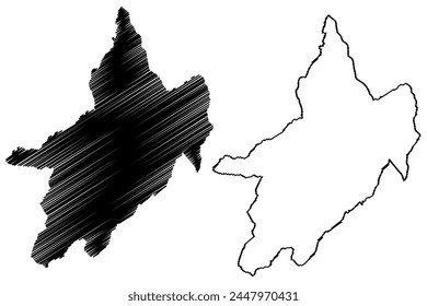 Saint-Maurice District (Switzerland, Swiss Confederation, Canton of Valais or Wallis) map vector illustration, scribble sketch Bezirk Saint Maurice map