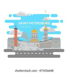 Saint-Petersburg flat cityscape. Use this vector illustration for design your website or publications.